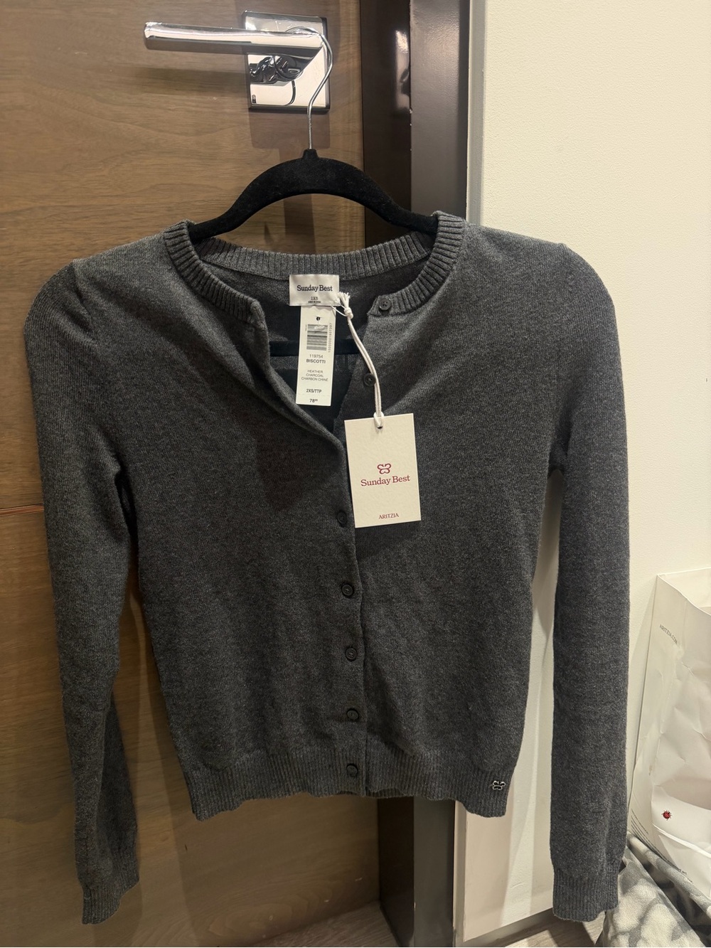 NWT Sunday Best Charcoal Gray Button Cardigan